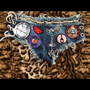 Mini stripper shorts with patches